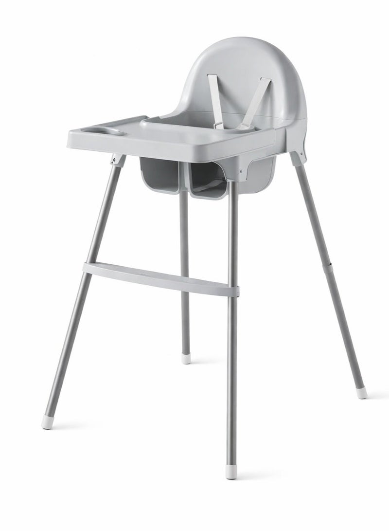 HOMECARE Home Care Baby High Chair Grey Adjustable Feeding Chair with Safety Belt and Tray, Durable Kids Dining Chair for Home Use - Image 1