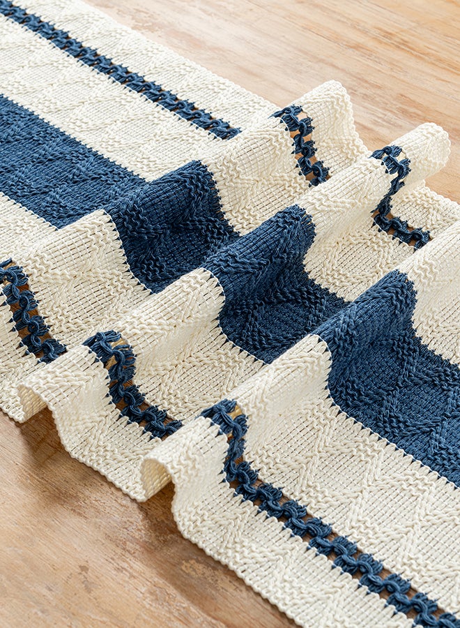 Fancy Homi عداء طاولة ماكرامي بوهيمي أنيق لتزيين المنزل، طراز مزرعة مع خيوط، مثالي للحفلات البوهيمية - 30x183 سم - أزرق غامق - Image 5