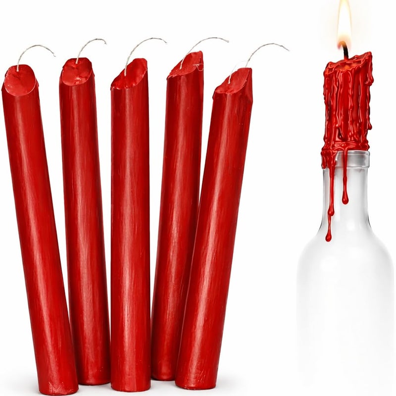 Funny Guy Mugs - Red Drip Candles 6 Pack â€“ Unscented Wax Candle Sticks for Weddings, Parties, Gothic & Halloween Decor â€“ 6.5â€³ Tall Slow Drip Candles for Wine Bottles & Events