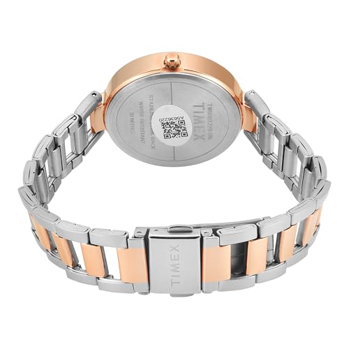TIMEX Analog Watch for Woman with Silver Round Dial & Two Tone Stainless Steel Bracelet Band Water Resistant Women's Wrist Watches - TW000X278 - Image 4
