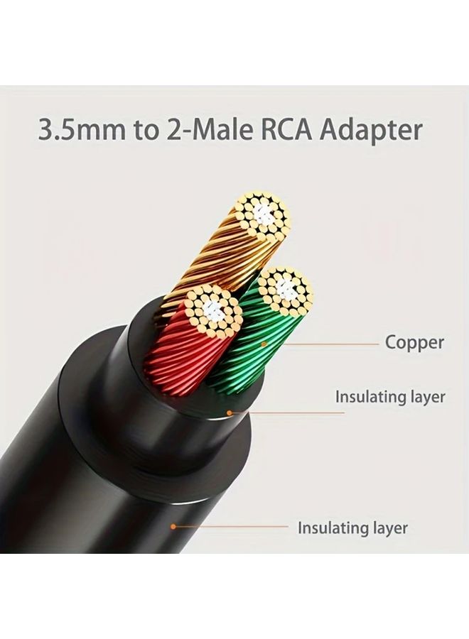 3 5mm Male to 2 RCA Audio Video Cable 1pc Durable Plastic Aux Extension Cord - Image 4