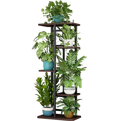 LINZINAR Plant Stand 5 Tier 6 Potted Indoor Plant Shelf Multiple Stands for Garden Corner Balcony Living Room - Image 1