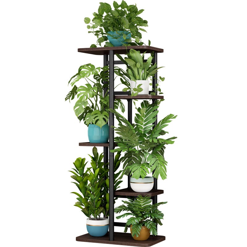 LINZINAR Plant Stand 5 Tier 6 Potted Indoor Plant Shelf Multiple Stands for Garden Corner Balcony Living Room - Image 2