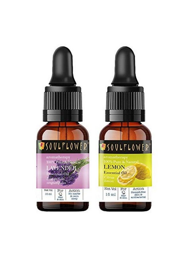 Soulflower - Essential Oil Lavender & Lemon For Moisturizing Skin Acne Healthy Hair Aromatherapy 100% Pure Natural & Undiluted Essential Oil Pack Of 2 - Image 1