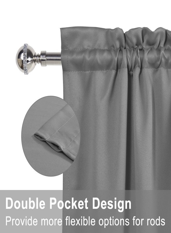 XWZO Door Curtains for Door Window, Thermal and Room Darkening Curtains for French Door, Rod Pocket Blackout Curtains for Kitchen, 25 x 40 inches long, Grey, 1 Panel - Image 4