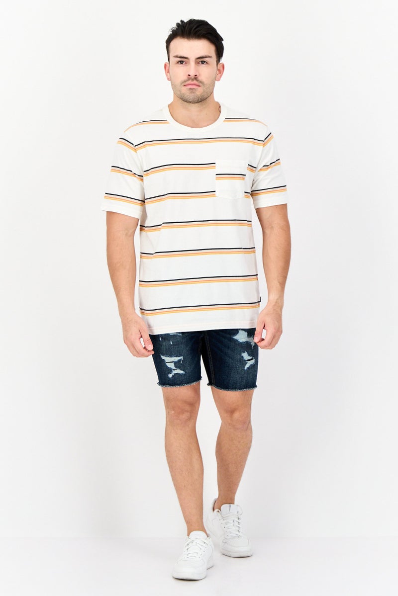 DOCKERS Men Crew Neck Short Sleeves Stripe T-Shirt, Off White - Image 3