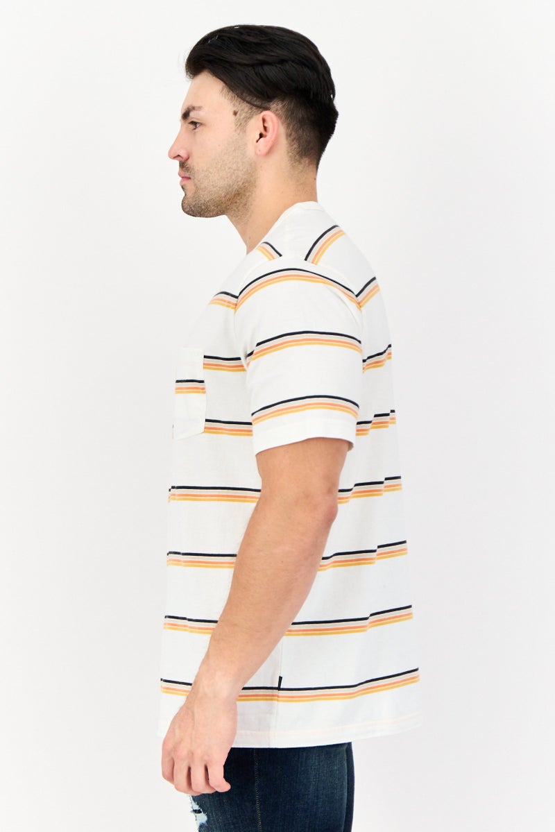 DOCKERS Men Crew Neck Short Sleeves Stripe T-Shirt, Off White - Image 4