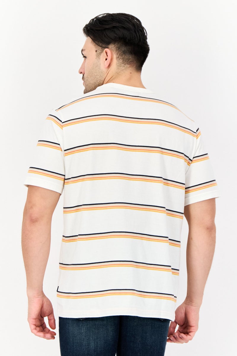 DOCKERS Men Crew Neck Short Sleeves Stripe T-Shirt, Off White - Image 2