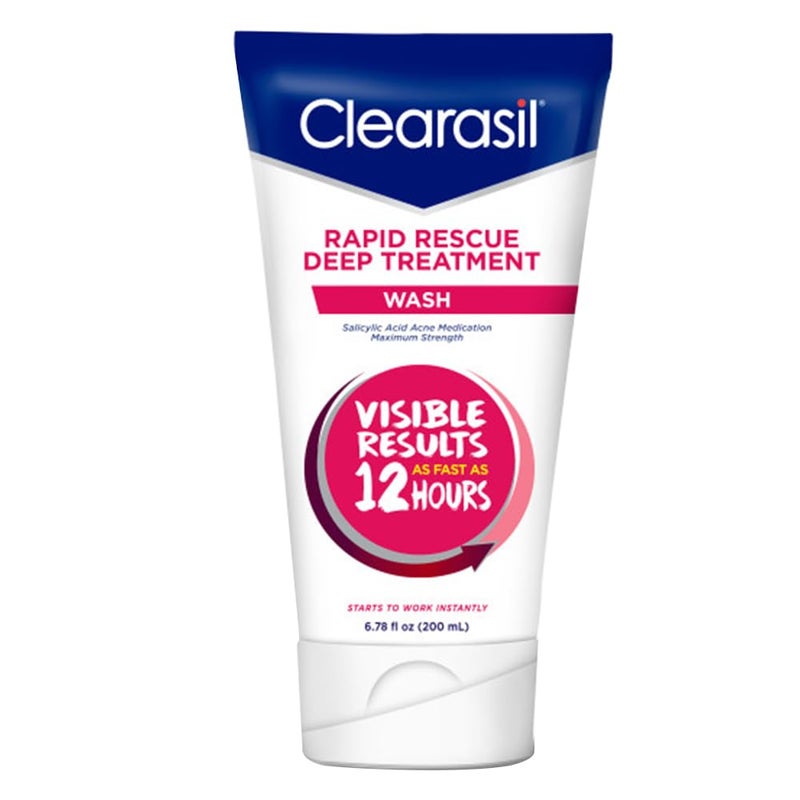 Clearasil Rapid Rescue Deep Treatment Acne Face Wash, Maximum Strength with 2% Salicylic Acid Acne Medication, Acne Facial Cleanser, 6.78 fl oz - Image 1