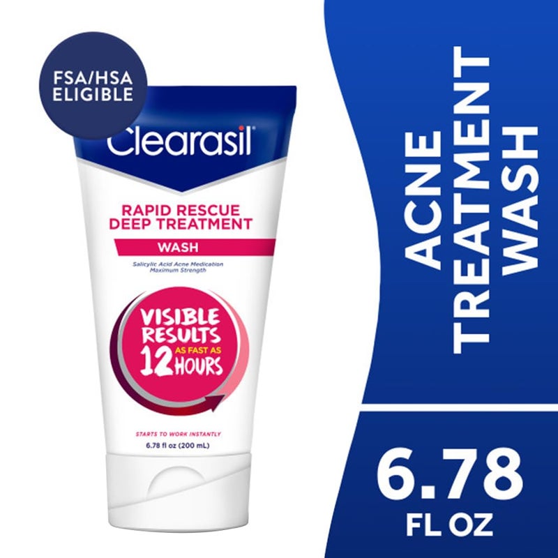 Clearasil Rapid Rescue Deep Treatment Acne Face Wash, Maximum Strength with 2% Salicylic Acid Acne Medication, Acne Facial Cleanser, 6.78 fl oz - Image 2