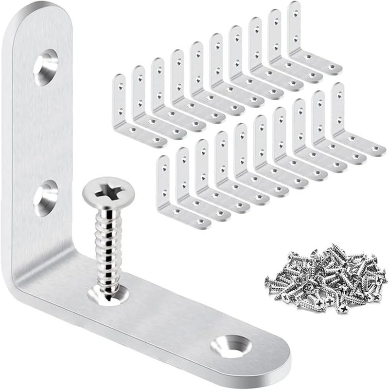 Heavy Duty L Shaped Corner Brackets 50 Pack with Screws for Wooden Furniture - Image 3