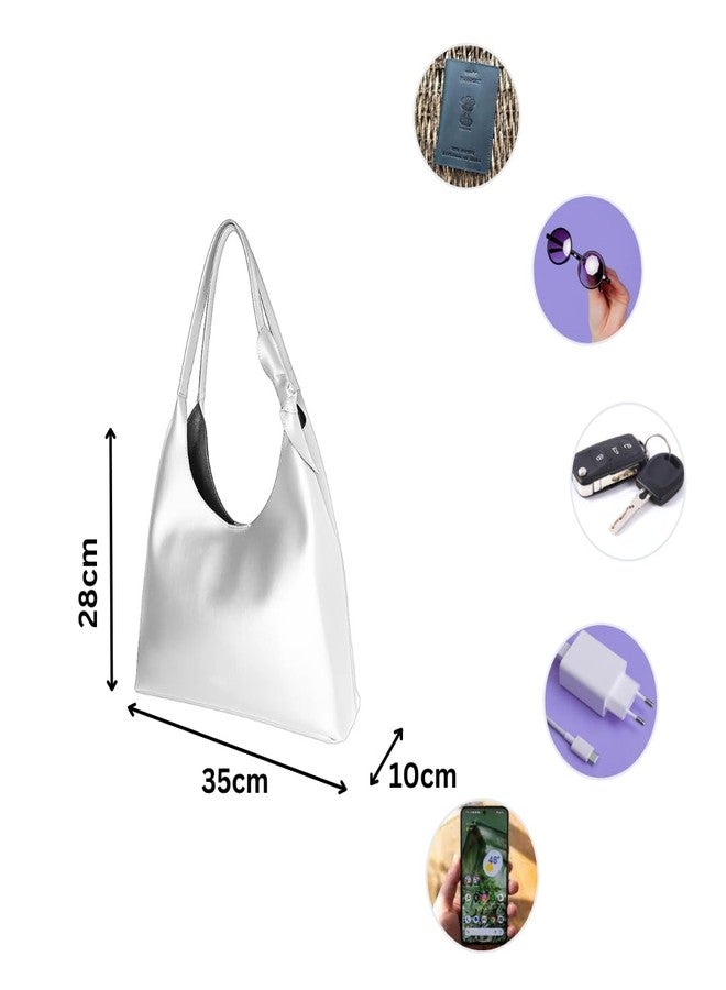 IMARS White Textured Hobo Bag for Women - Premium Vegan Leather Shoulder Handbag, Stylish Purse for Office, Party & Daily Use - Image 3