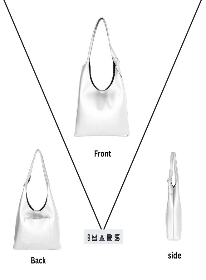 IMARS White Textured Hobo Bag for Women - Premium Vegan Leather Shoulder Handbag, Stylish Purse for Office, Party & Daily Use - Image 5