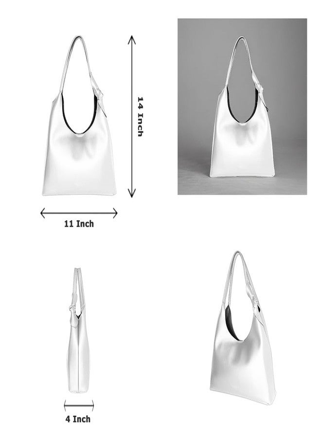 IMARS White Textured Hobo Bag for Women - Premium Vegan Leather Shoulder Handbag, Stylish Purse for Office, Party & Daily Use - Image 4