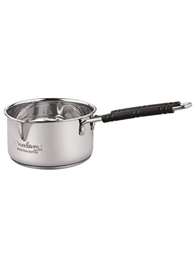 Hazel Neelam Stainless Steel Saucepan, Riveted Handle Fittings, Induction Friendly Size 10 - Image 1