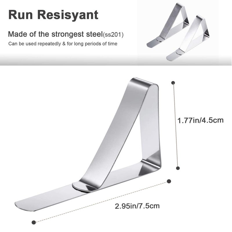 HOOSUN 30 Packs Tablecloth Clips Table Cloth Holder Clips,Stainless Steel Outdoor Table Cloths Clip for Picnic Tables,Folding Tables,Clamps for Outdoor Tablecloths,Picnic Tablecover Clip for Party Wedding - Image 3