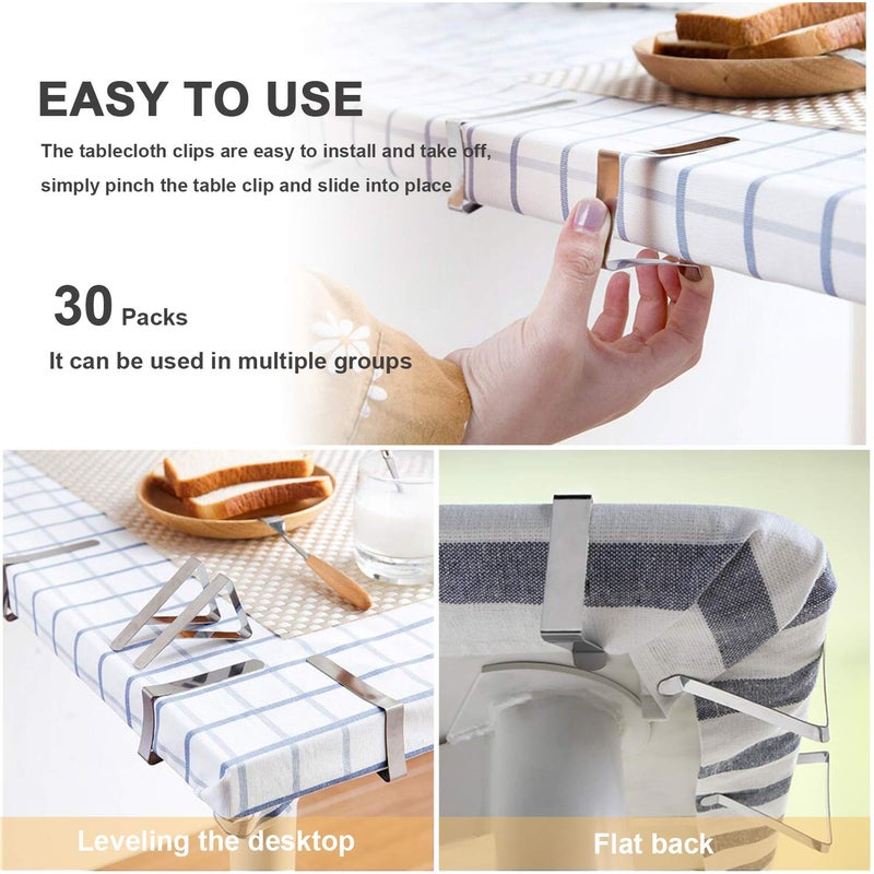HOOSUN 30 Packs Tablecloth Clips Table Cloth Holder Clips,Stainless Steel Outdoor Table Cloths Clip for Picnic Tables,Folding Tables,Clamps for Outdoor Tablecloths,Picnic Tablecover Clip for Party Wedding - Image 5