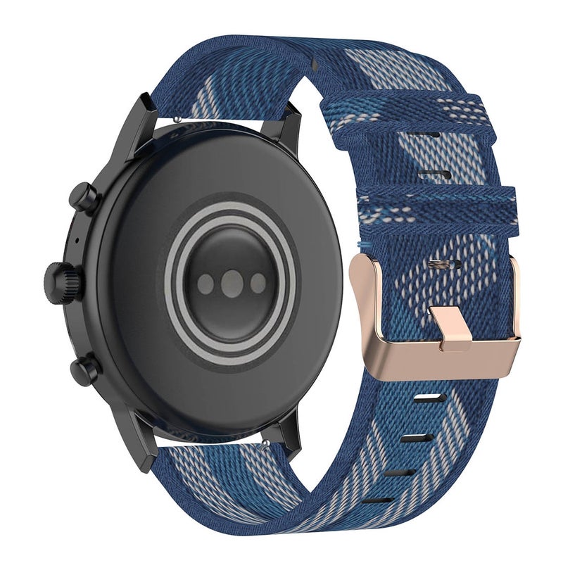 إيروريكس سوار معصم من النايلون المخطط مقاس 22 مم لساعات Fossil Gen 5 Carlyle وGen 5 Julianna وGen 5 Garrett وGen 5 Carlyle Hr (أزرق) - Image 4