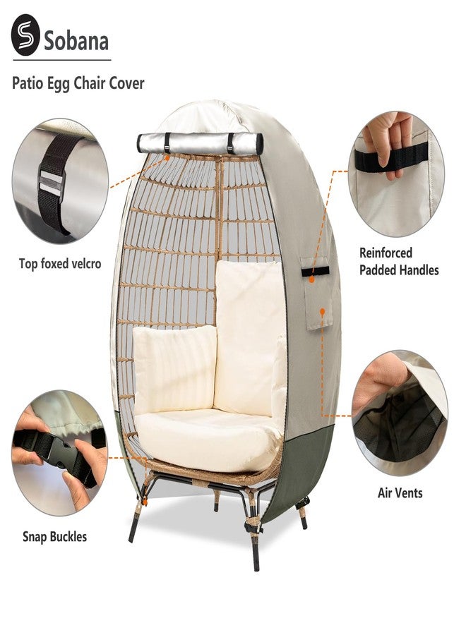 Sobana Outdoor Egg Chair Cover with Double Zipper,Waterproof Dust Proof Anti-UV Egg Chair Cover for Wicker Patio Basket Chair(Beige & Green,Cover Only) - Image 3