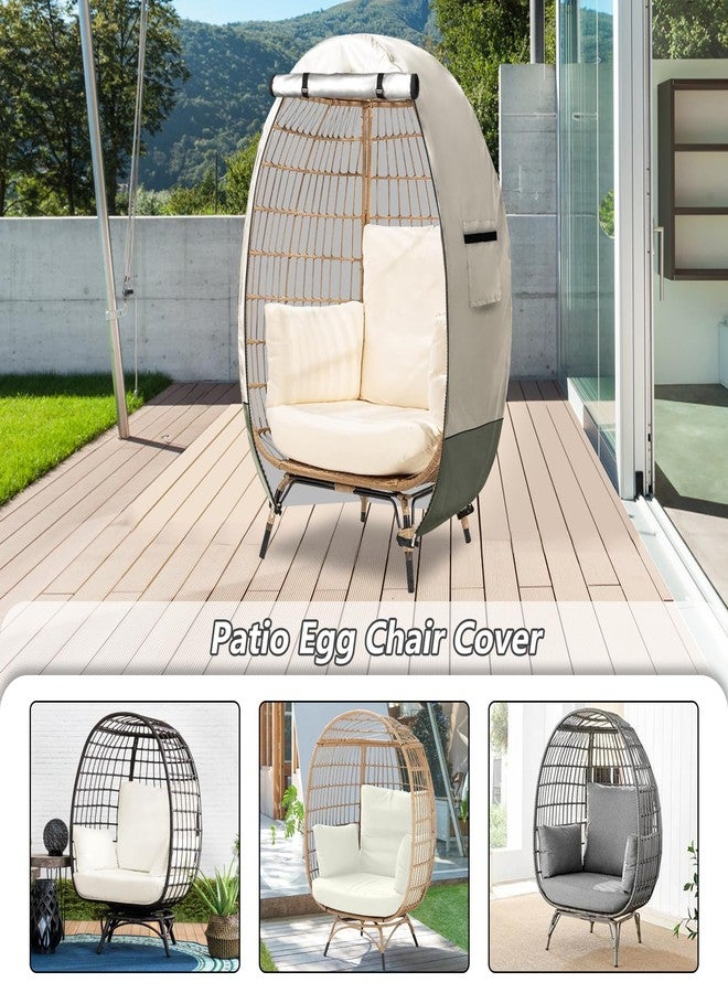 Sobana Outdoor Egg Chair Cover with Double Zipper,Waterproof Dust Proof Anti-UV Egg Chair Cover for Wicker Patio Basket Chair(Beige & Green,Cover Only) - Image 4