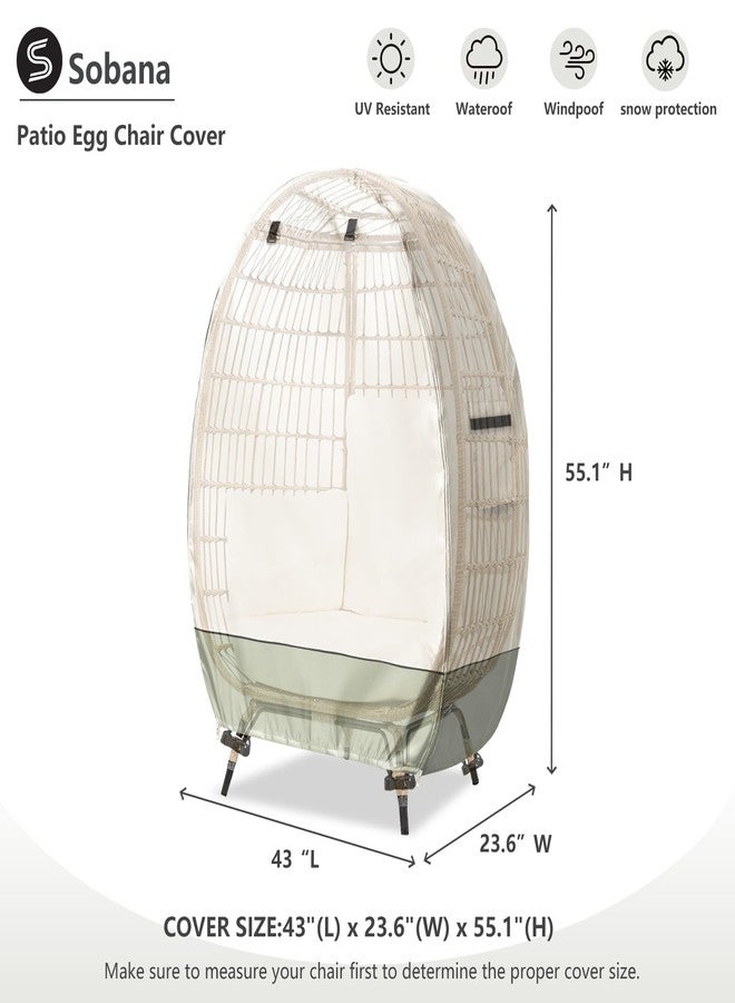 Sobana Outdoor Egg Chair Cover with Double Zipper,Waterproof Dust Proof Anti-UV Egg Chair Cover for Wicker Patio Basket Chair(Beige & Green,Cover Only) - Image 2