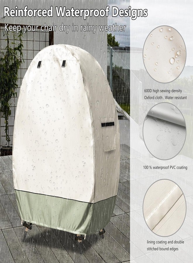 Sobana Outdoor Egg Chair Cover with Double Zipper,Waterproof Dust Proof Anti-UV Egg Chair Cover for Wicker Patio Basket Chair(Beige & Green,Cover Only) - Image 5