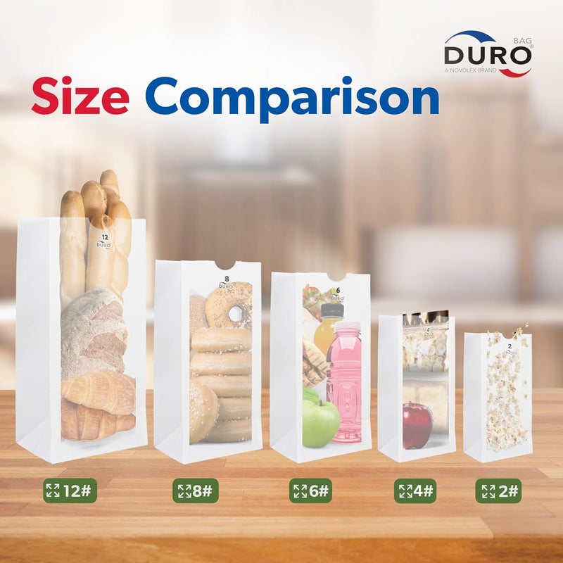 Duro 4# White Paper Lunch Bags 100-Count, Bulk Disposable Paper Bags, Small SOS for Popcorn Candy, Snacks & Treats - 5.00 x3.12 x 9.75 Inches - Image 5