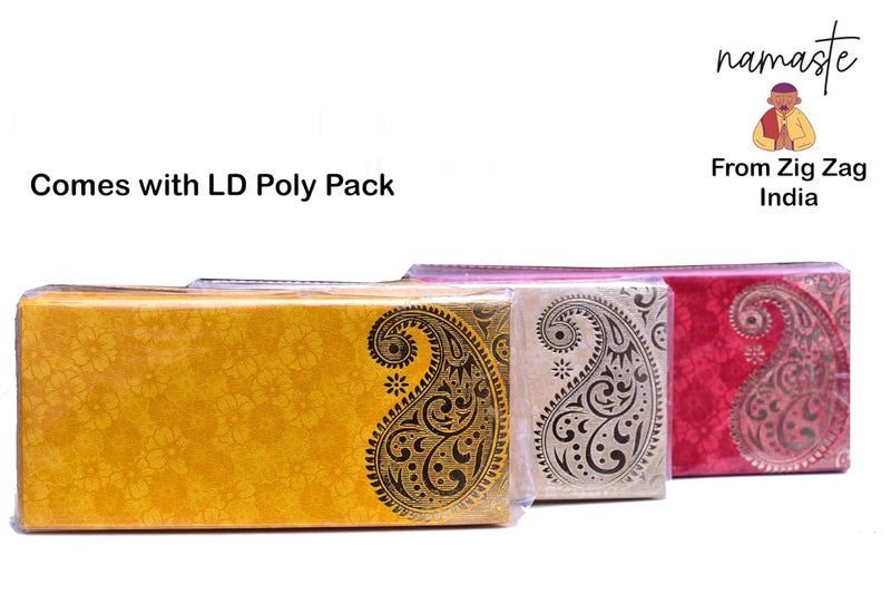 ZIG-ZAG أظرف هدايا المال عبوة من 50 حامل نقدي مصمم ليفافا للأعراس والدعوات وهدايا الازدهار متعددة الألوان - Image 3