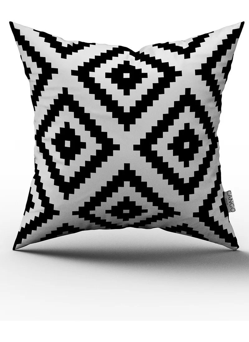 Cango Home White Black Geometric Diamond Patterned Digital Printed Double Sided Throw Pillow Cover - OTYK556-CT