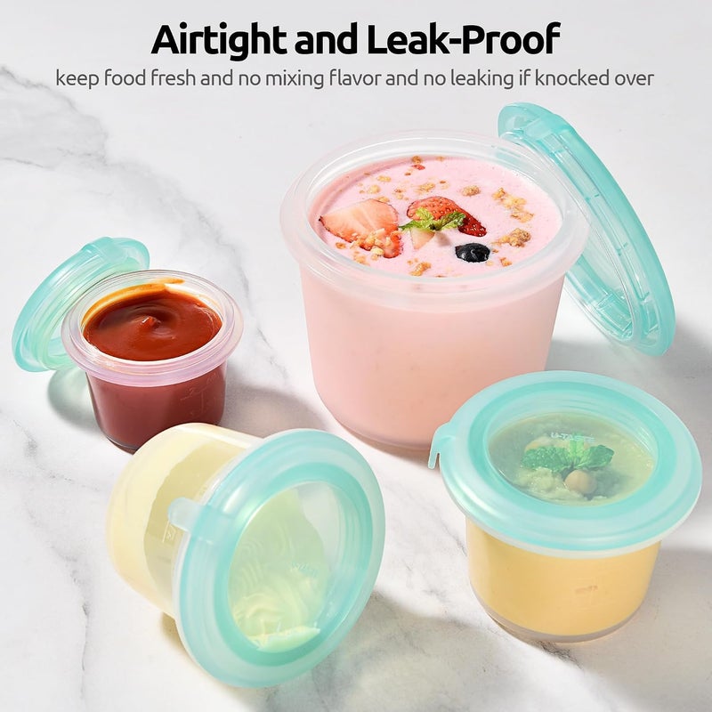 U-Taste Silicone Food Containers Set: Kitchen Airtight Storage, Nesting Clear Round Bento Box with Date Marker for Portion Control, Freezer & Microwave Safe (60ml/125ml/250ml/500ml, Aqua Sky) - Image 4