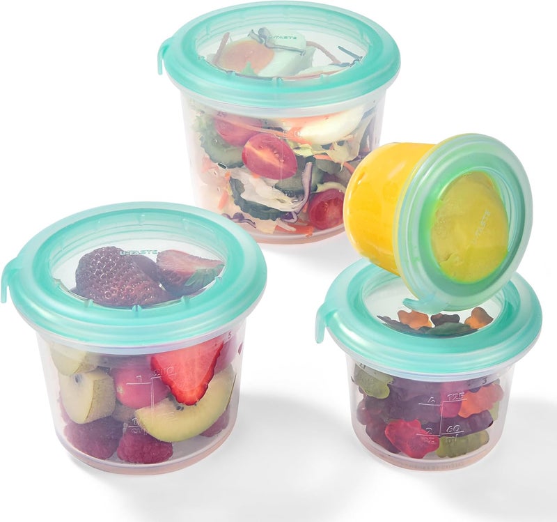 U-Taste Silicone Food Containers Set: Kitchen Airtight Storage, Nesting Clear Round Bento Box with Date Marker for Portion Control, Freezer & Microwave Safe (60ml/125ml/250ml/500ml, Aqua Sky) - Image 1