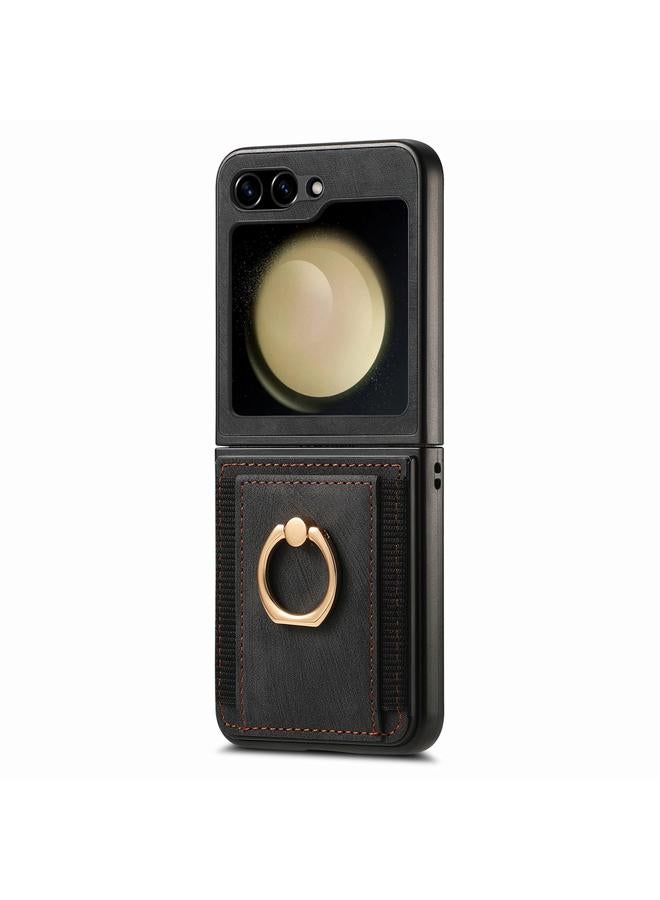 اس-توب جراب هاتف Samsung Galaxy Z Flip6 بتصميم كلاسيكي مع حلقة للبطاقات وملمس ناعم - Image 2