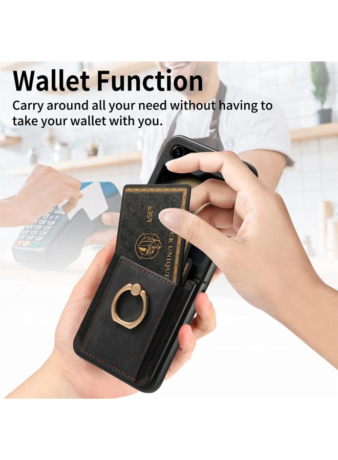 اس-توب جراب هاتف Samsung Galaxy Z Flip6 بتصميم كلاسيكي مع حلقة للبطاقات وملمس ناعم - Image 5