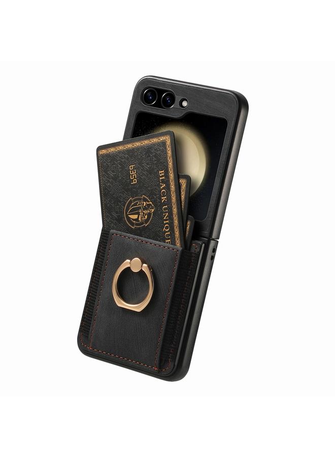 اس-توب جراب هاتف Samsung Galaxy Z Flip6 بتصميم كلاسيكي مع حلقة للبطاقات وملمس ناعم - Image 3