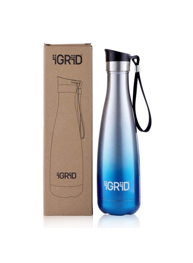 iGRiD 24 Hrs Hot and Cold Double Stainless Steel Wall, Vacuum Insulated Water Bottle500 ml Flask (Pack of 1, Blue & Silver, Steel) - Image 4
