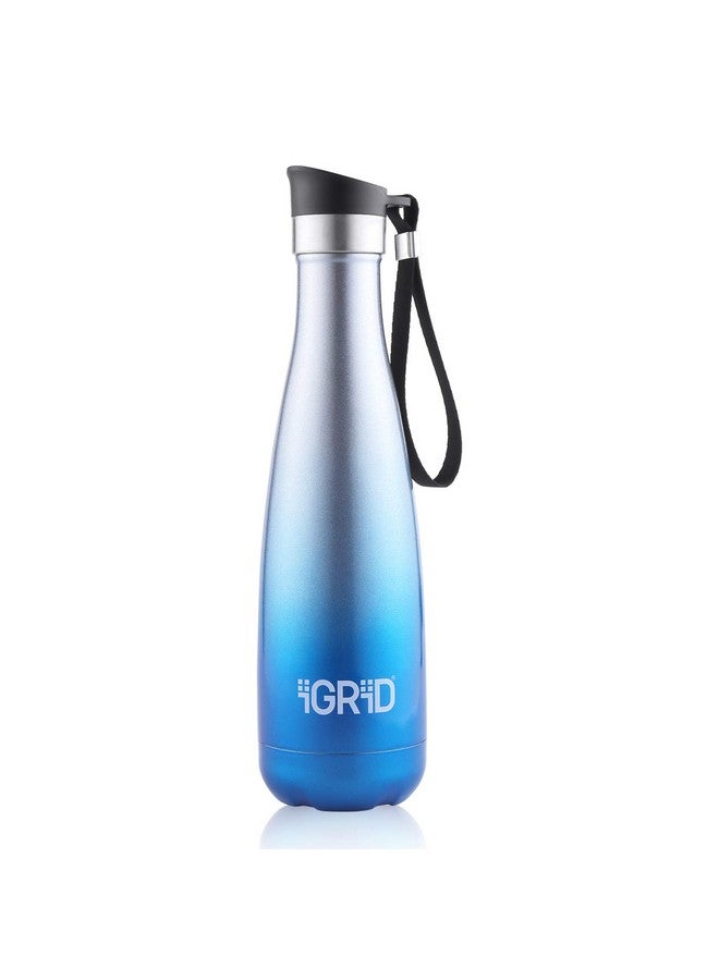 iGRiD 24 Hrs Hot and Cold Double Stainless Steel Wall, Vacuum Insulated Water Bottle500 ml Flask (Pack of 1, Blue & Silver, Steel) - Image 1