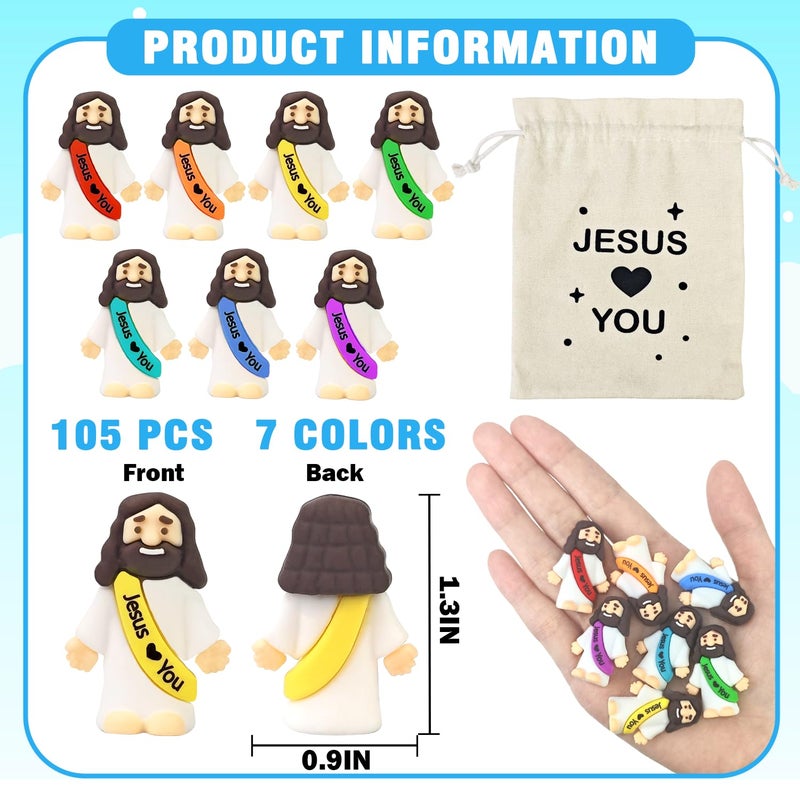 Wondrus Mini Jesus Figures Bulk, 105PCS Little Baby Jesus Figurines for Christian Easter Basket Egg Stuffers & Bag Fillers, Samll Religious Party Favors Gifts for Hide and Seek School Sunday & Church Baptism - Image 3