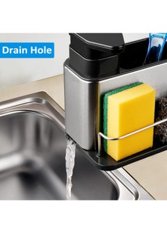 KASTWAVE Soap Dispenser, 3-in-1 Sponge And Brush Holder, Caddy, Stainless Steel Organizer For Kitchen Sink, Tray Drainer Rack, Rustproof Dish, Countertop  - Image 5