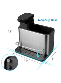 KASTWAVE Soap Dispenser, 3-in-1 Sponge And Brush Holder, Caddy, Stainless Steel Organizer For Kitchen Sink, Tray Drainer Rack, Rustproof Dish, Countertop  - Image 2
