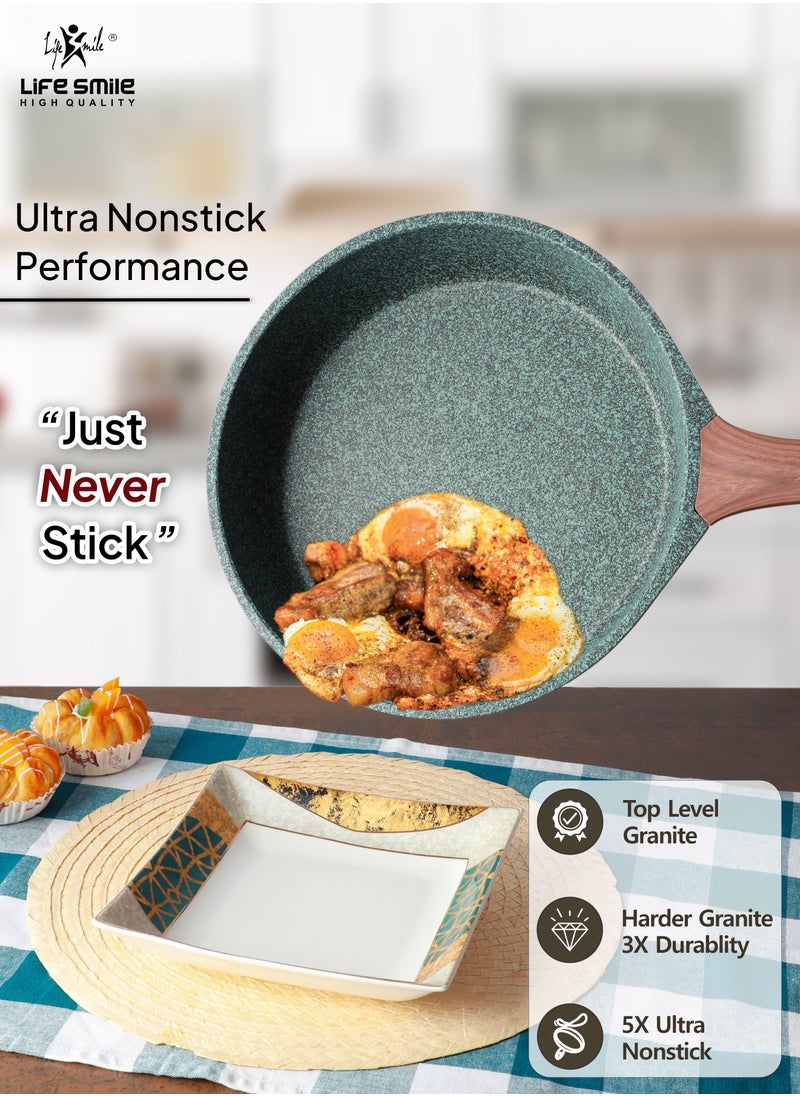Life Smile - Induction Frying Pan Set - Multi Layer Granite Coating Fry Pan - Include 1x20CM -1x24CM & 1x28CM Non Stick Pan - Heat-Resistant Handle - PFOA Free Oven and Dishwasher Safe - Image 1