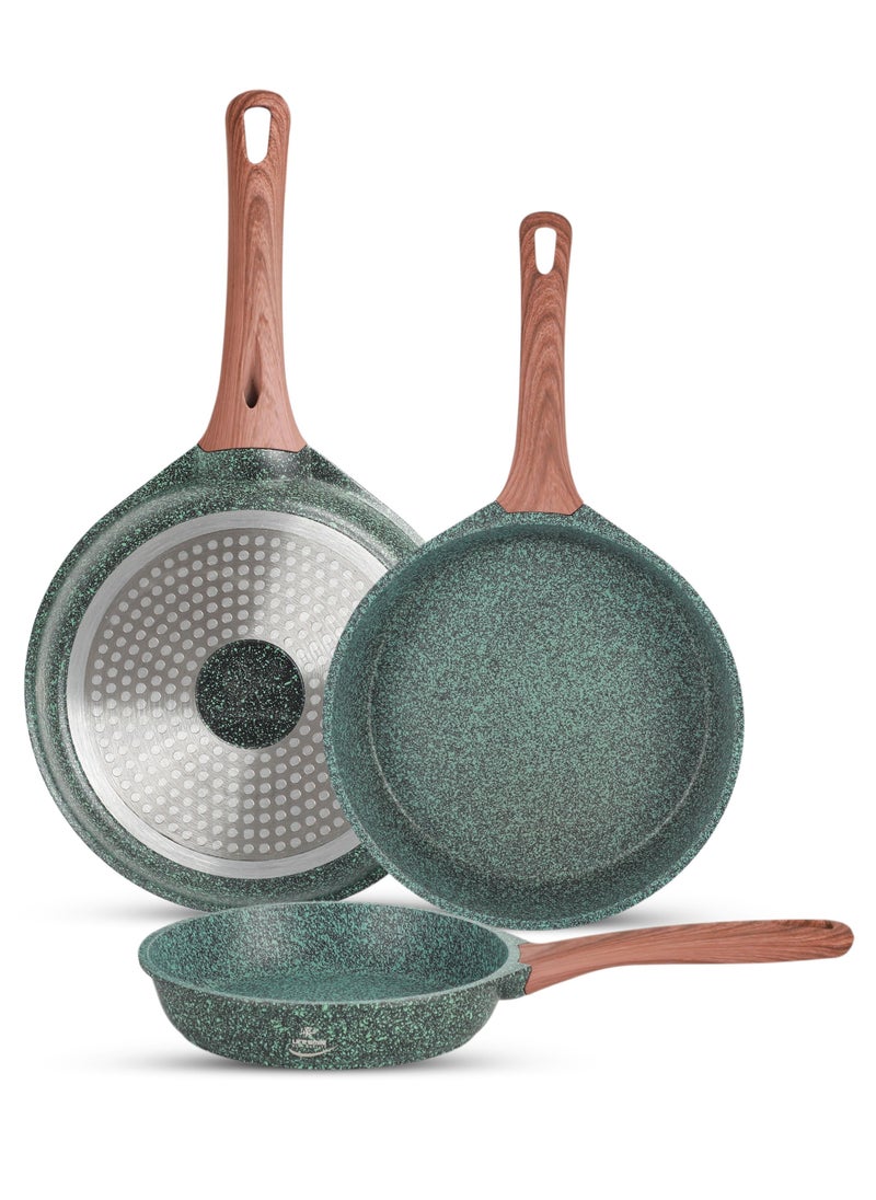 Life Smile - Induction Frying Pan Set - Multi Layer Granite Coating Fry Pan - Include 1x20CM -1x24CM & 1x28CM Non Stick Pan - Heat-Resistant Handle - PFOA Free Oven and Dishwasher Safe - Image 1