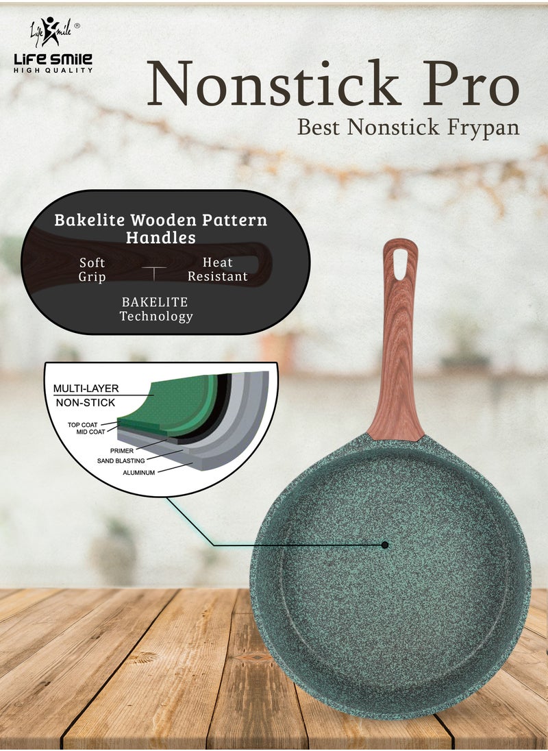 Life Smile - Induction Frying Pan Set - Multi Layer Granite Coating Fry Pan - Include 1x20CM -1x24CM & 1x28CM Non Stick Pan - Heat-Resistant Handle - PFOA Free Oven and Dishwasher Safe - Image 1