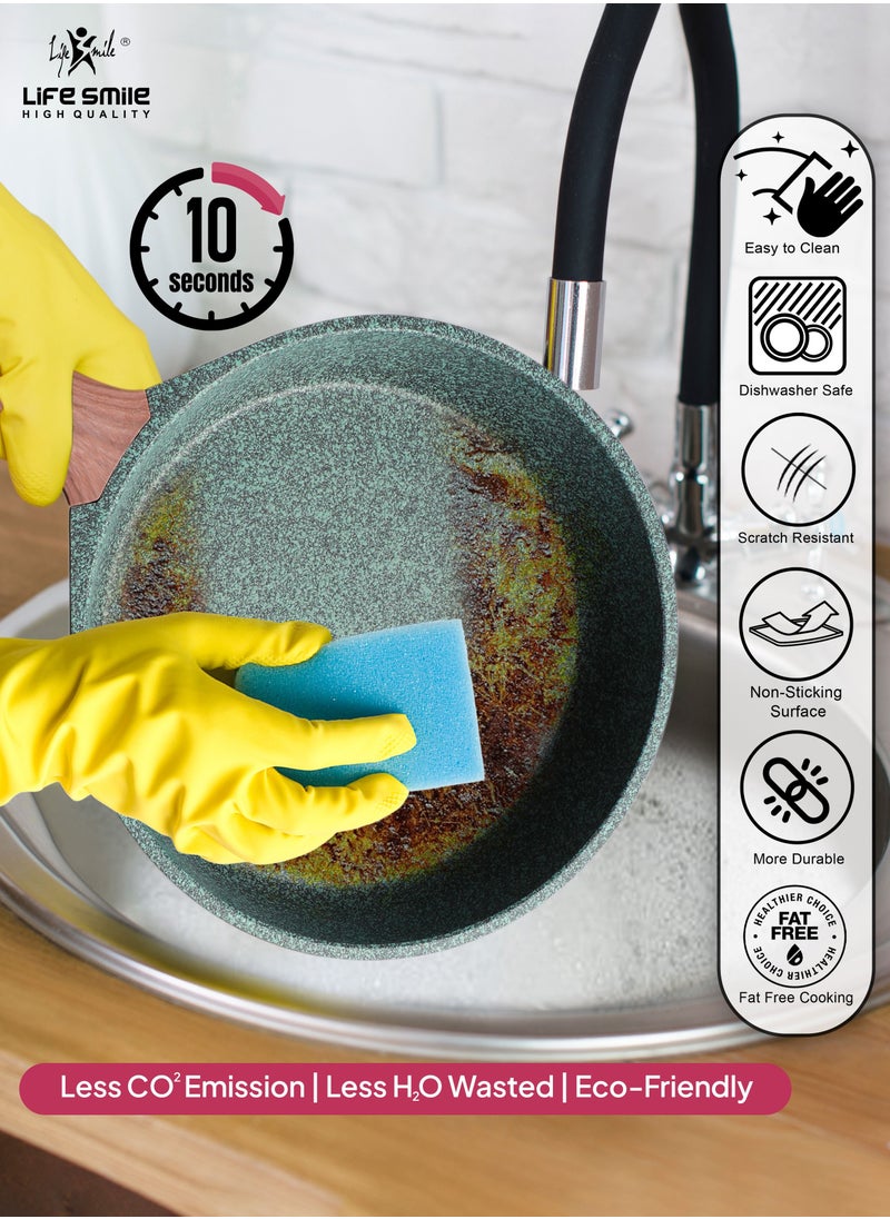 Life Smile - Induction Frying Pan Set - Multi Layer Granite Coating Fry Pan - Include 1x20CM -1x24CM & 1x28CM Non Stick Pan - Heat-Resistant Handle - PFOA Free Oven and Dishwasher Safe - Image 1