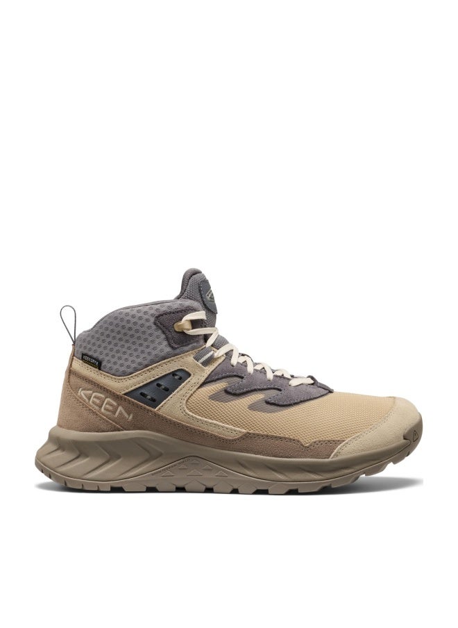KEEN Men's Hightrail Mid Height Durable Lightweight Breathable Leather Waterproof Hiking Boots, Safari/Steel Grey, 11.5 - Image 1