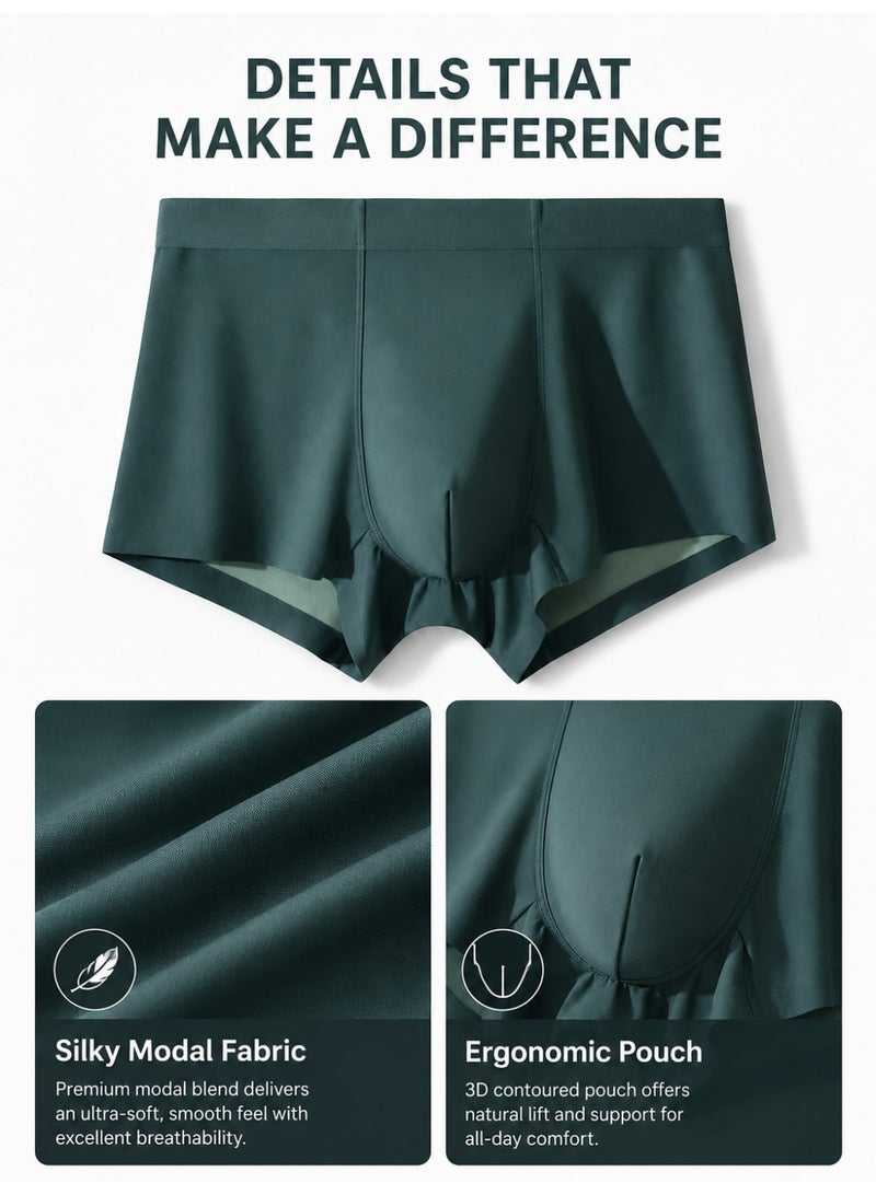Men's Modal Boxer Briefs 4 Pack Antibacterial Mulberry Silk Crotch Ultra Soft Moisture Wicking No Ride Up L-3XL Daily Wear - Image 5