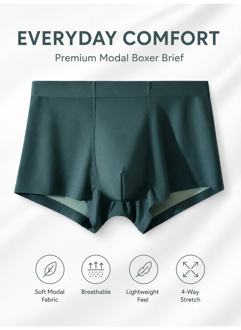 Men's Modal Boxer Briefs 4 Pack Antibacterial Mulberry Silk Crotch Ultra Soft Moisture Wicking No Ride Up L-3XL Daily Wear - Image 2