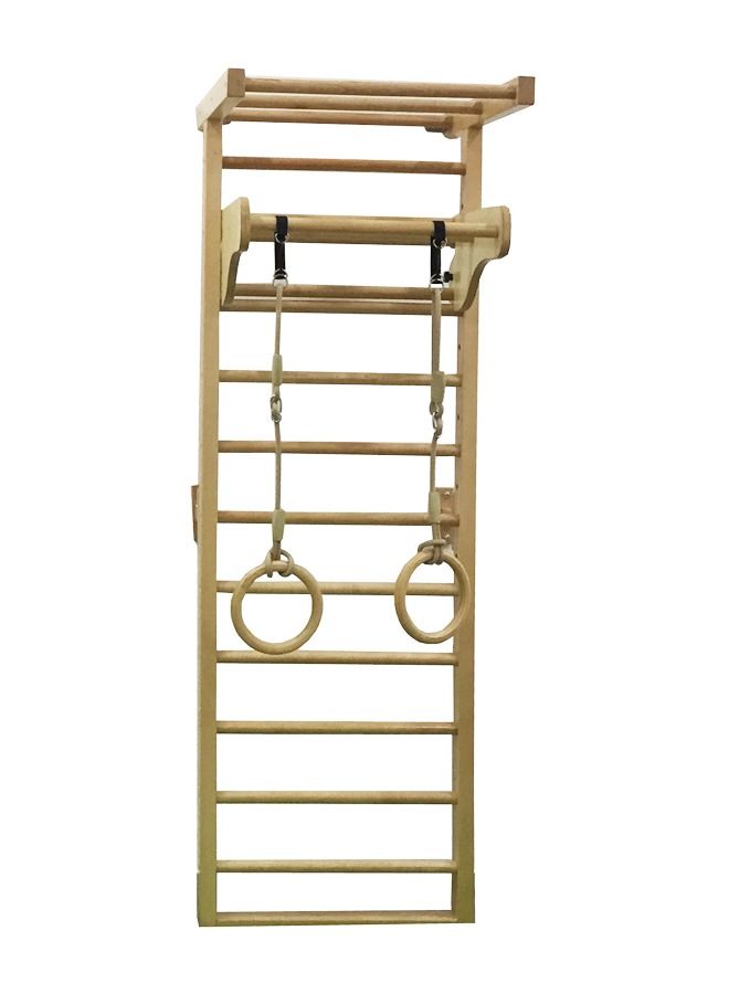 JSAITOYS Kid Wooden Pull-Up Ladder Climbing Frame Multifunctional Rib Climber Wall Holds Horizontal Bar - Image 1