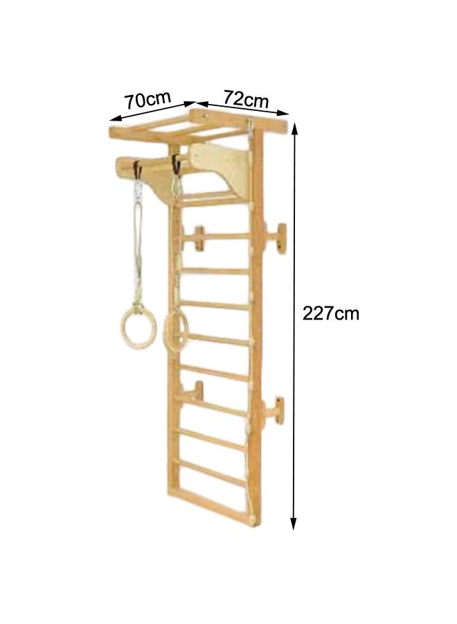 JSAITOYS Kid Wooden Pull-Up Ladder Climbing Frame Multifunctional Rib Climber Wall Holds Horizontal Bar - Image 2
