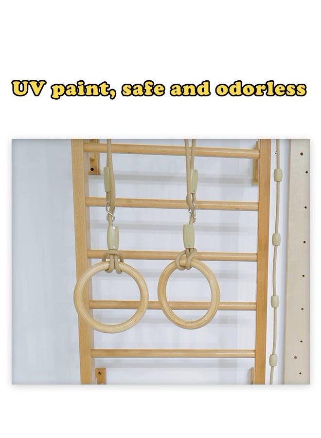 JSAITOYS Kid Wooden Pull-Up Ladder Climbing Frame Multifunctional Rib Climber Wall Holds Horizontal Bar - Image 5