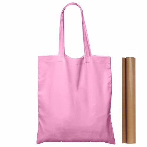 NPBAG 15 Pack 15'' X 16'' Baby Pink Cotton Tote Bags, Blank Bulk Cloth bags with 1pc of PTFE Teflon Sheet - Image 1